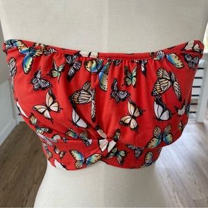 NWT XL burnt orange, colorful butterfly, bralette, crop top